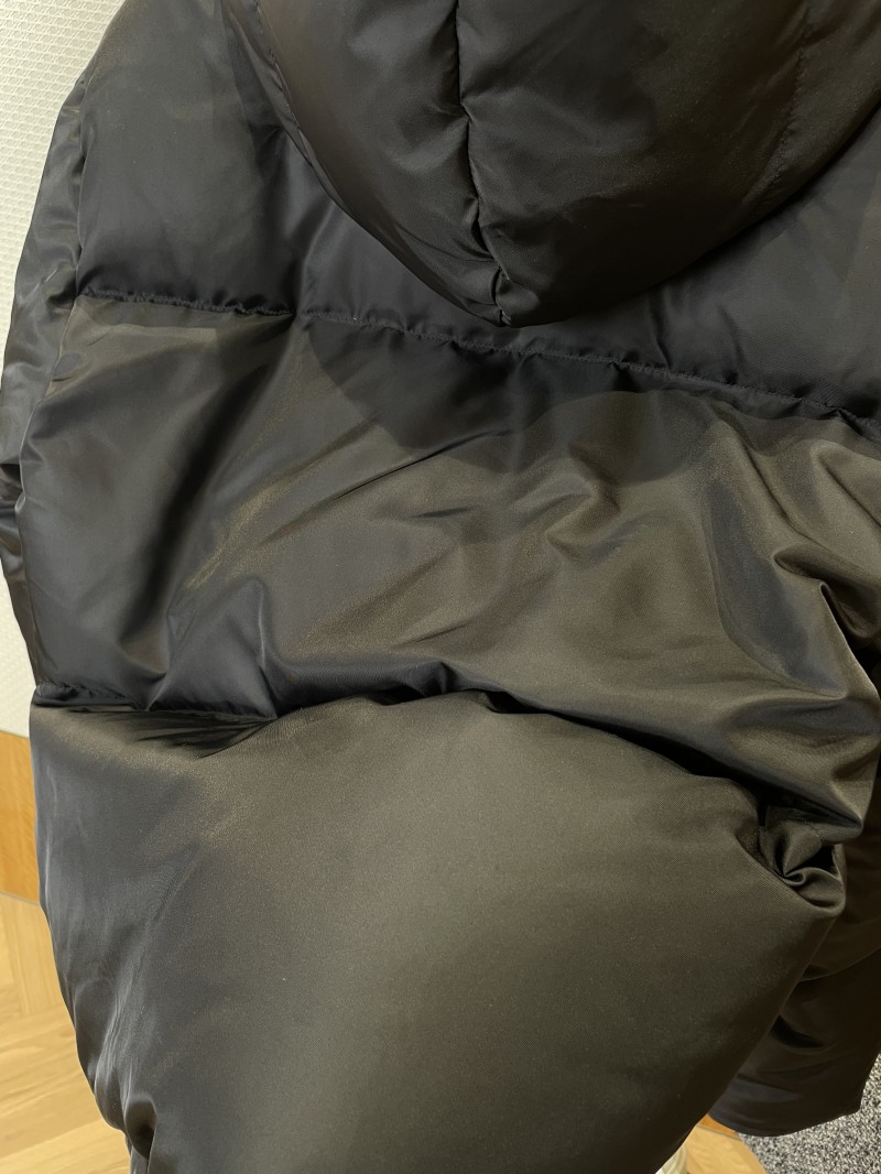 Prada Enameled Triangle Logo Drawstring Hooded Quilted Down Jacket 7