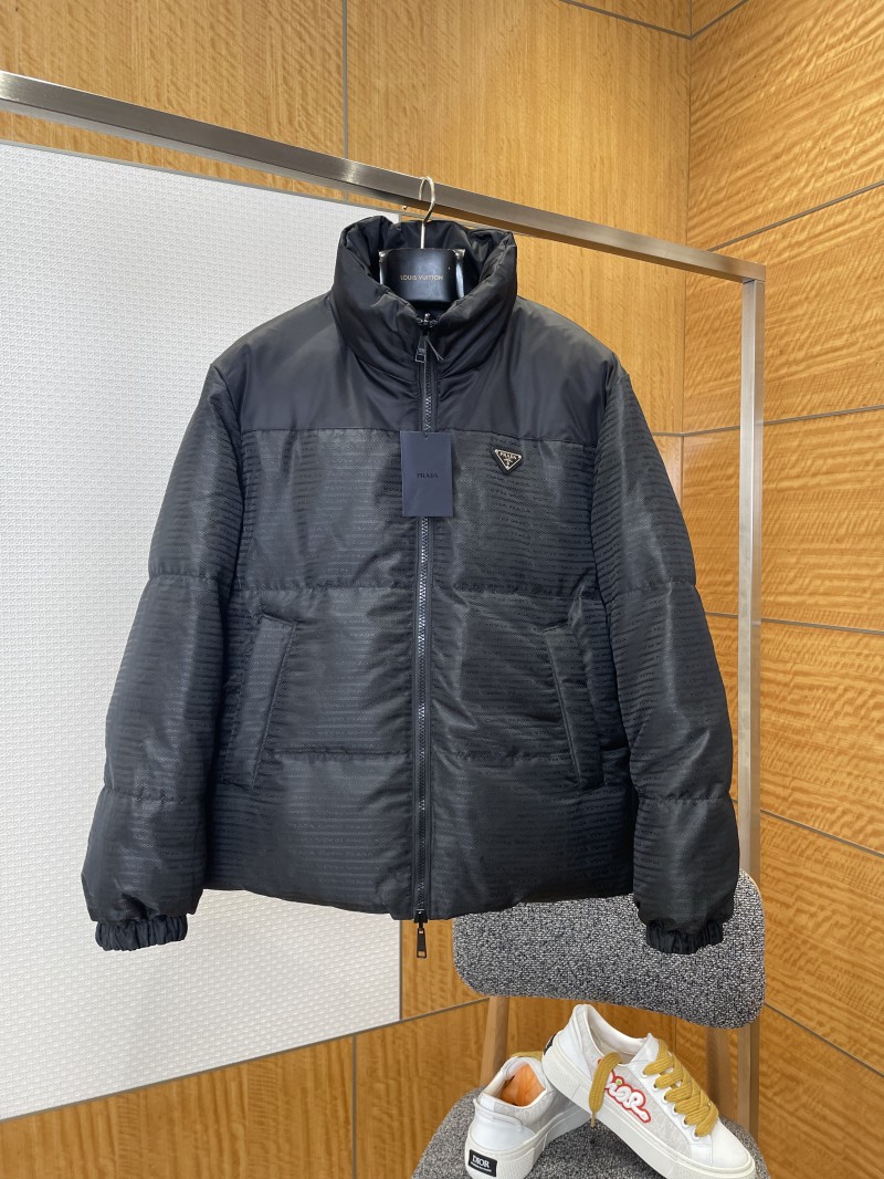 Prada Subtle Jacquard Double-Faced Stand Collar Down Jacket 2