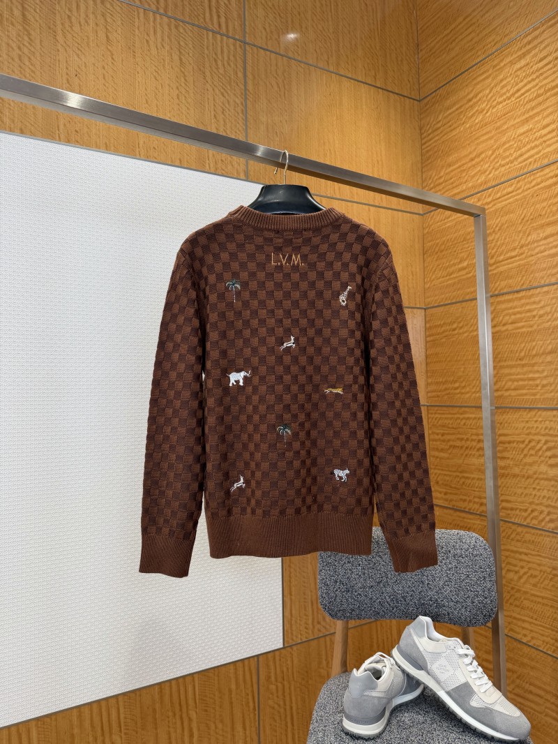 LV Animal Embroidered Checkered Crewneck Sweater 1