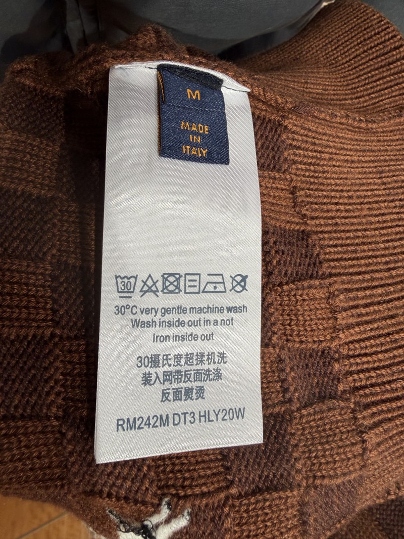 LV Animal Embroidered Checkered Crewneck Sweater 8