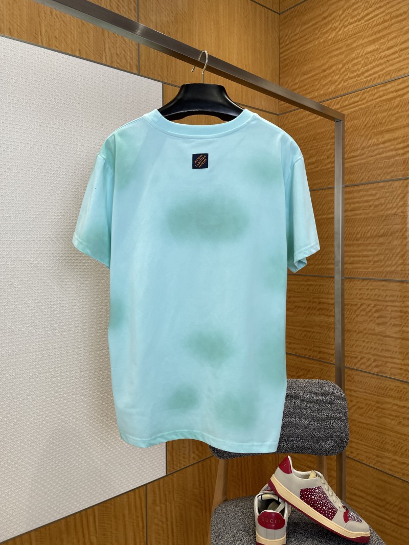 LV Tie-Dye Distressed Letter Print Short-Sleeve T-Shirt 1