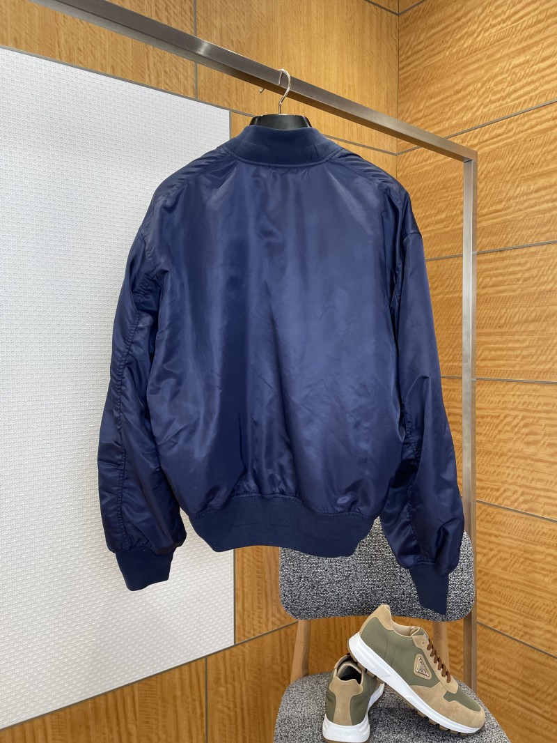 Prada Knit Triangle Label Stand Collar Cotton Jacket 1