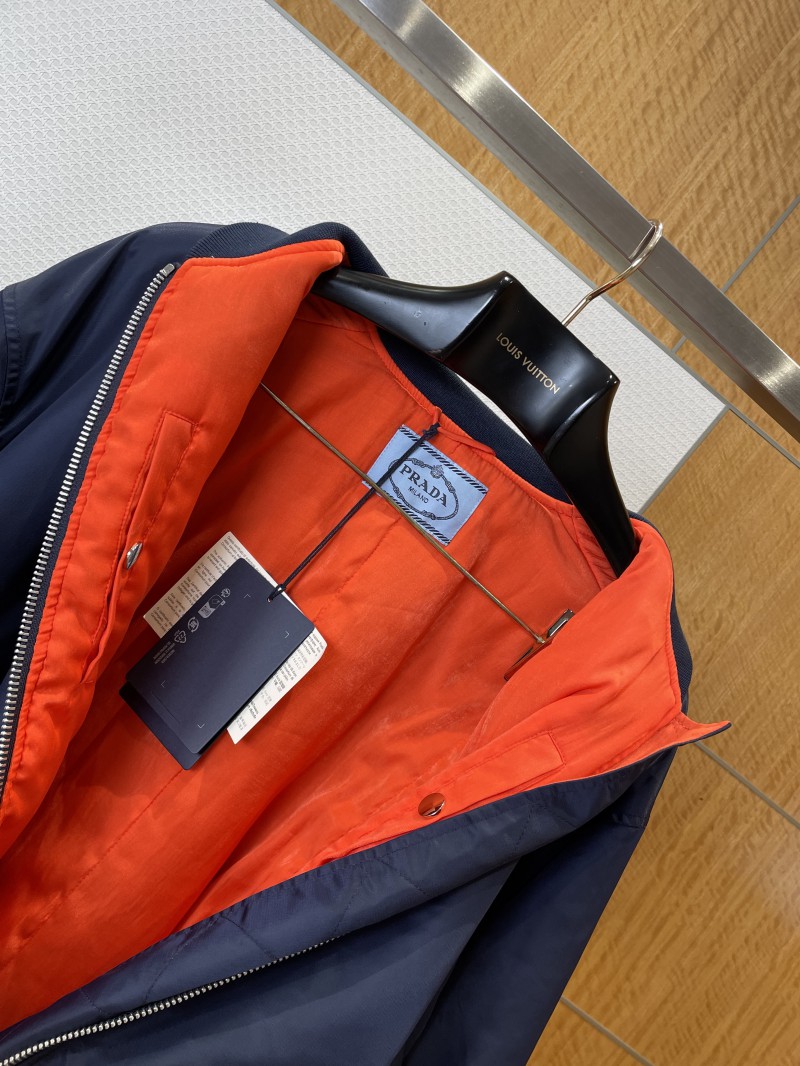 Prada Knit Triangle Label Stand Collar Cotton Jacket 5