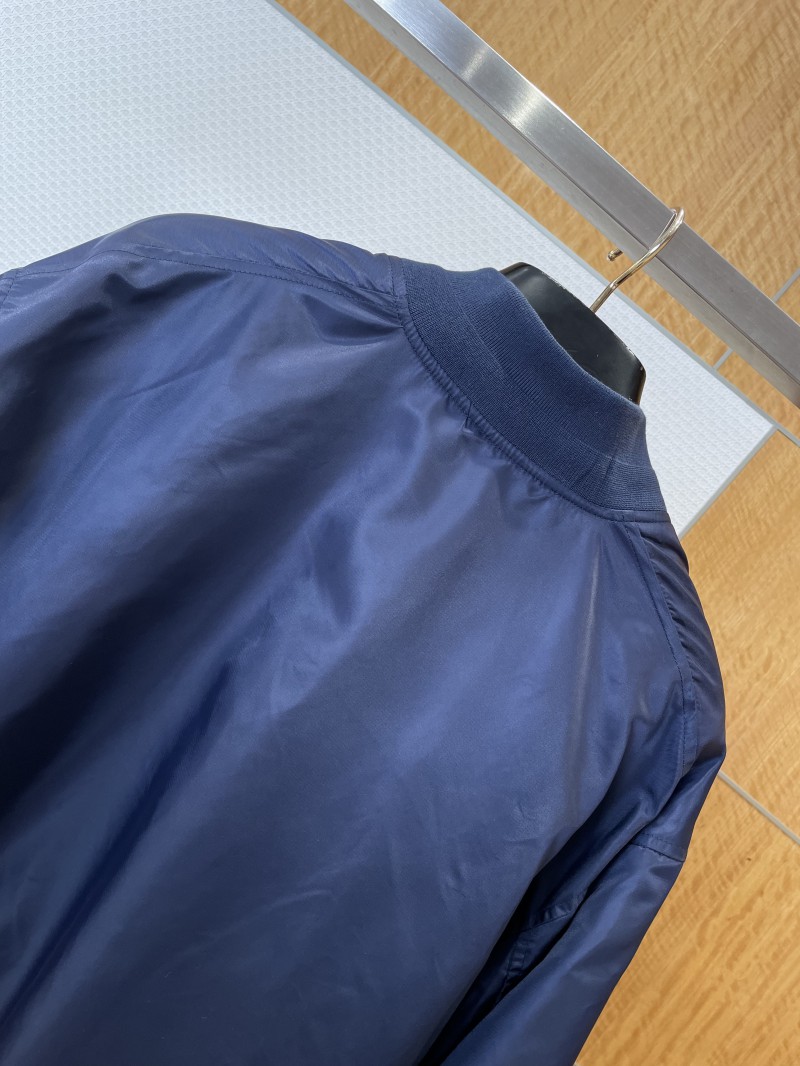 Prada Knit Triangle Label Stand Collar Cotton Jacket 6