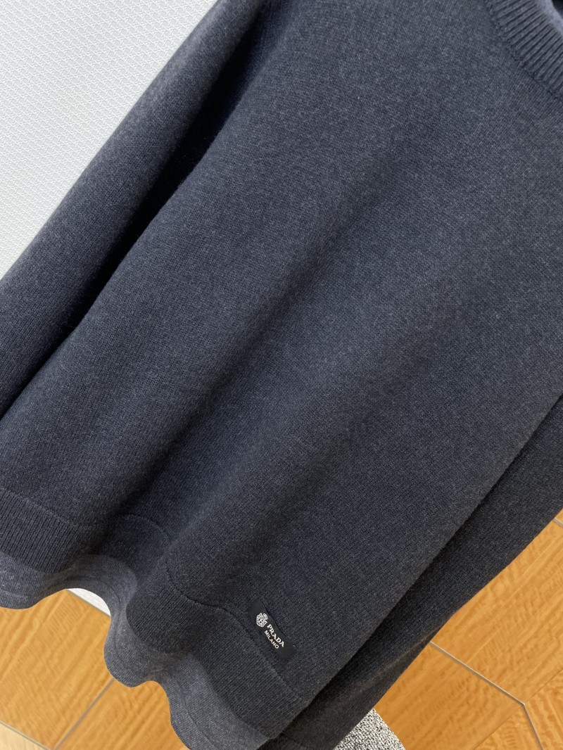 Prada Letter Patchwork Faux Two-Piece Knit Sweater 3