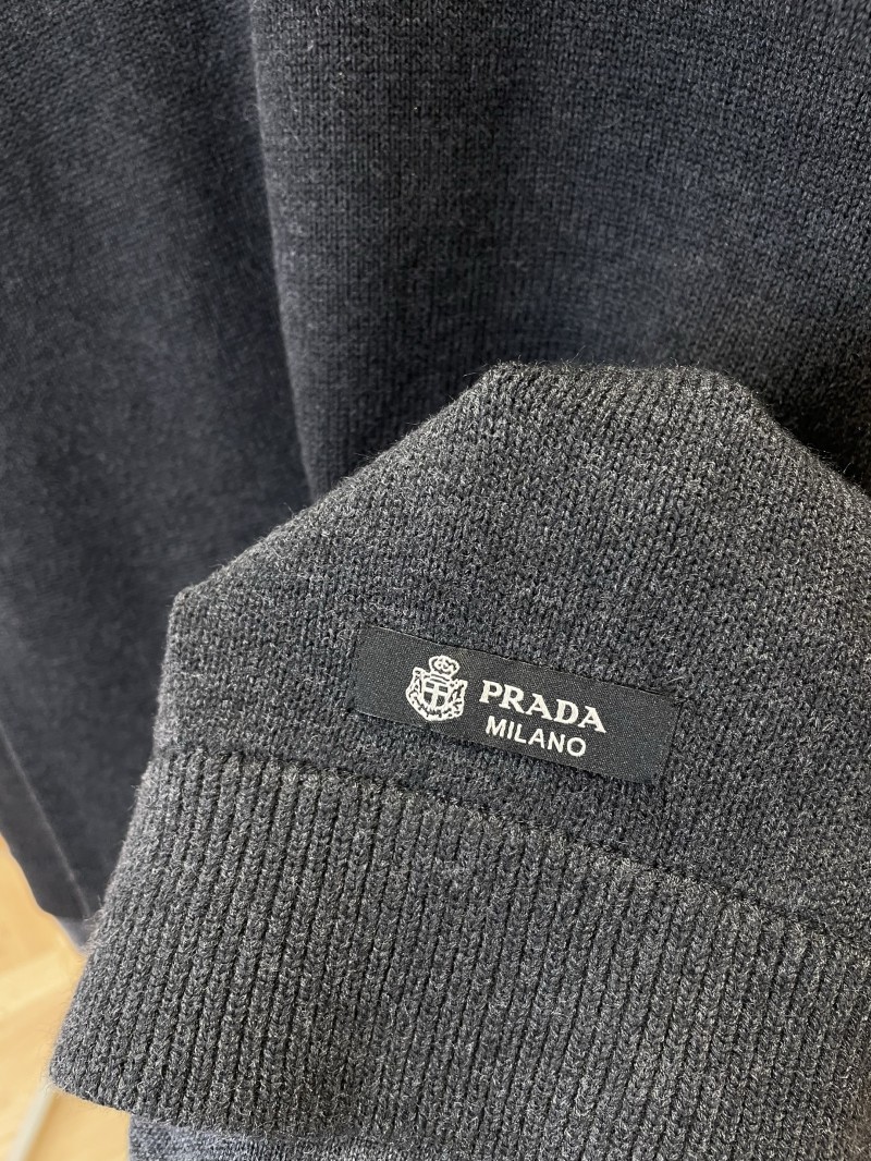 Prada Letter Patchwork Faux Two-Piece Knit Sweater 4