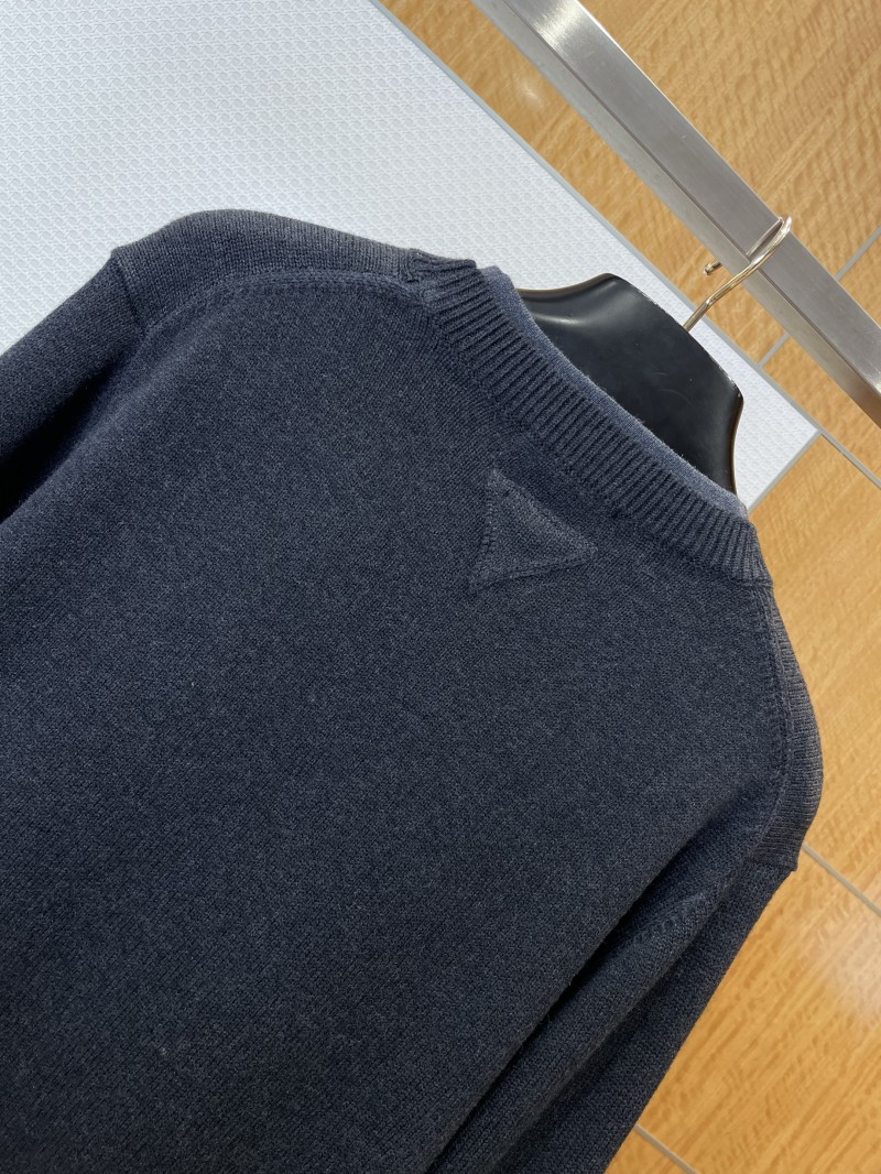 Prada Letter Patchwork Faux Two-Piece Knit Sweater 5
