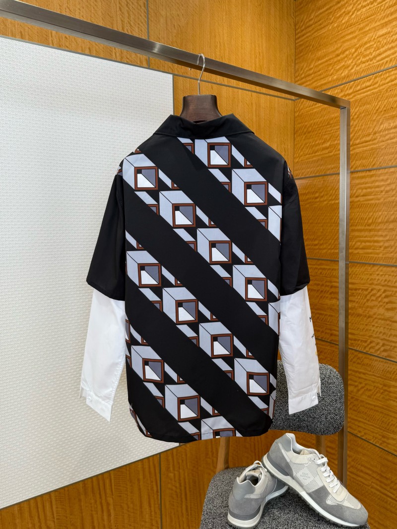 Prada Patchwork Print Fake Two-Piece Shirt 1 1