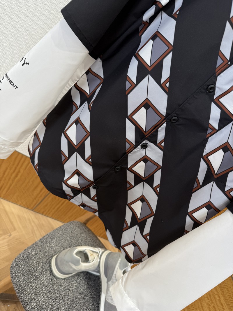 Prada Patchwork Print Fake Two-Piece Shirt 1 3