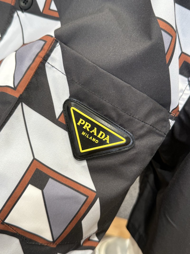 Prada Patchwork Print Fake Two-Piece Shirt 1 6