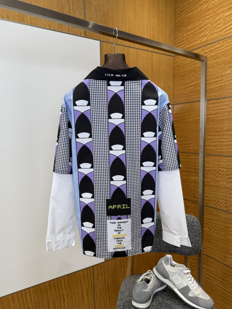 Prada Patchwork Print Fake Two-Piece Shirt 2 1