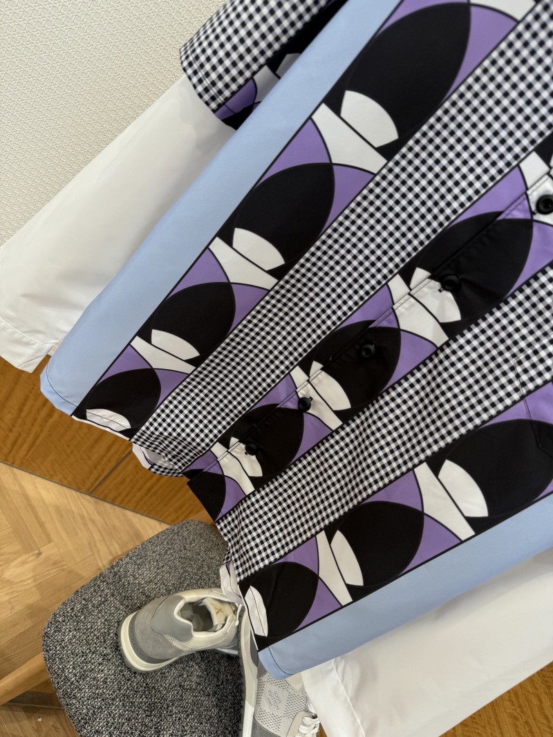 Prada Patchwork Print Fake Two-Piece Shirt 2 3