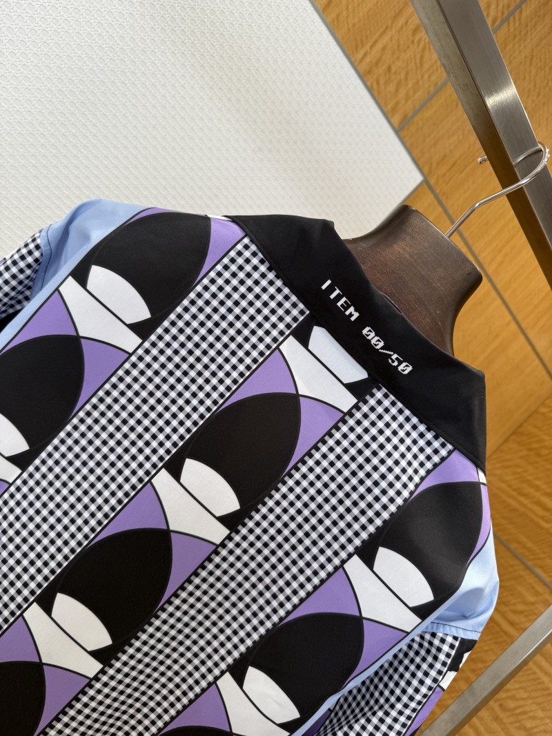 Prada Patchwork Print Fake Two-Piece Shirt 2 4