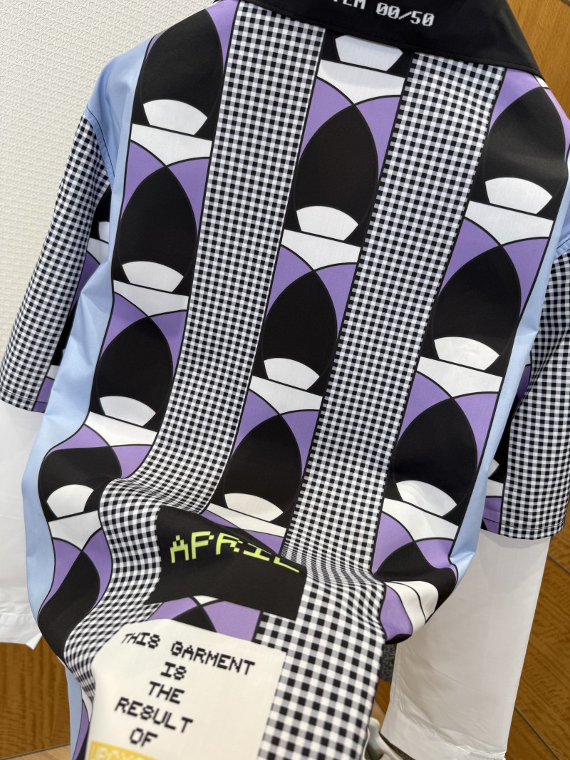 Prada Patchwork Print Fake Two-Piece Shirt 2 7
