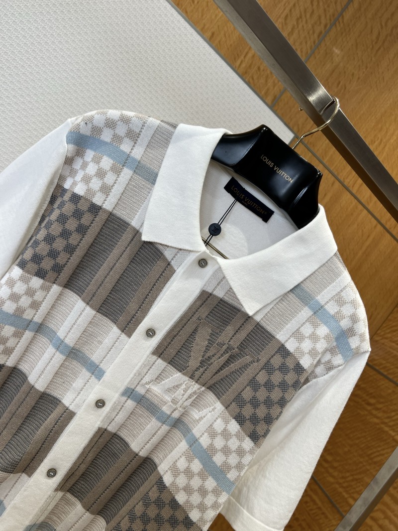 LV Check Jacquard Knit Short-Sleeve Shirt 2