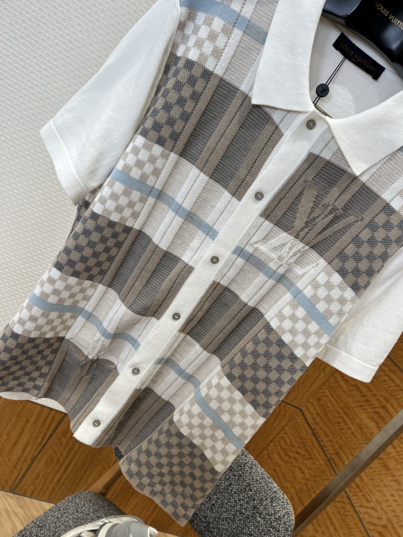 LV Check Jacquard Knit Short-Sleeve Shirt 3