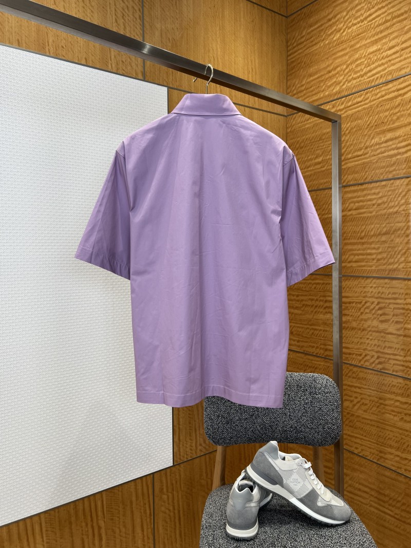 LV Monogram Embroidered Lapel Short-Sleeve Shirt 1