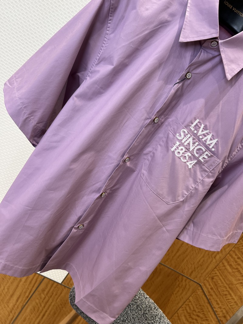 LV Monogram Embroidered Lapel Short-Sleeve Shirt 3