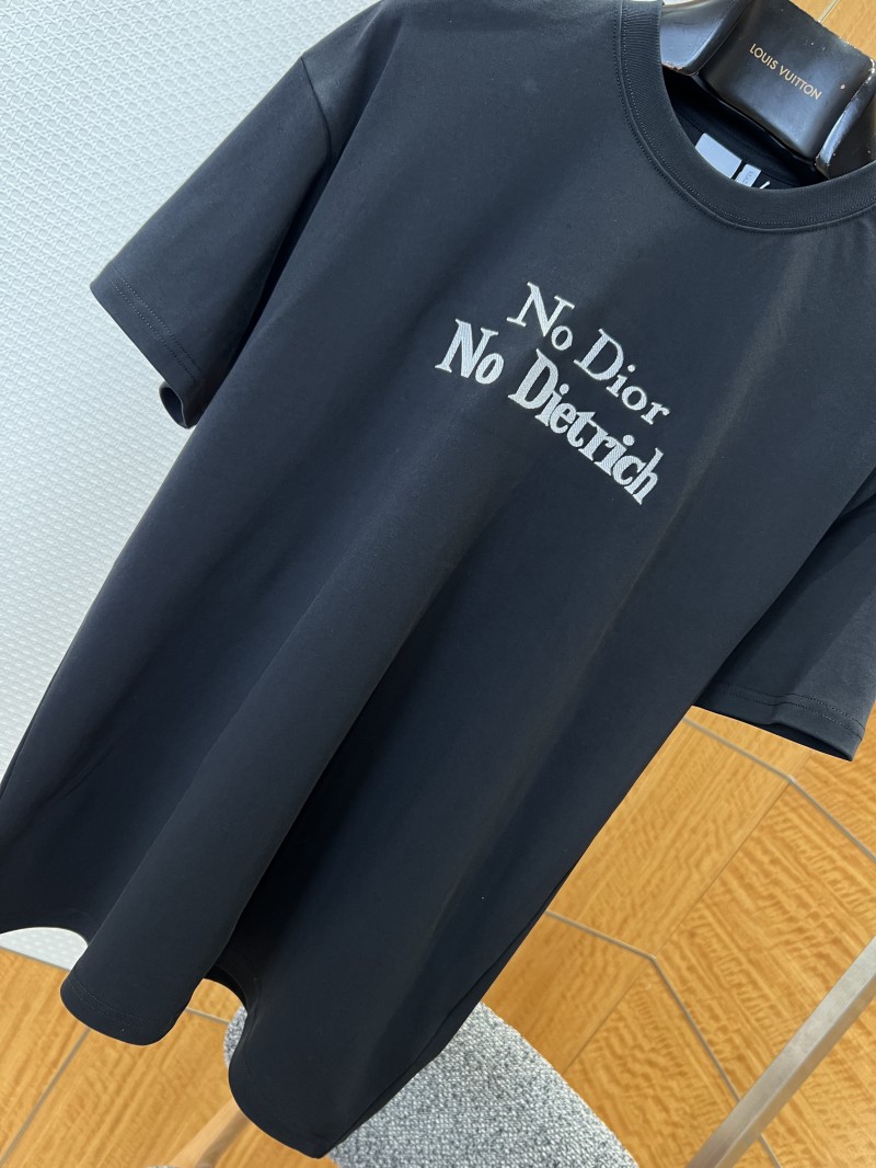 Dior Letter Embroidered Crew Neck Short Sleeve T-Shirt 1 3