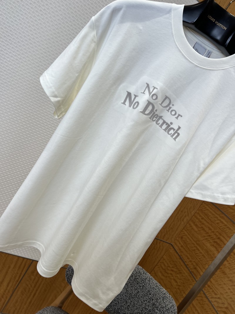 Dior Letter Embroidered Crew Neck Short Sleeve T-Shirt 2 3