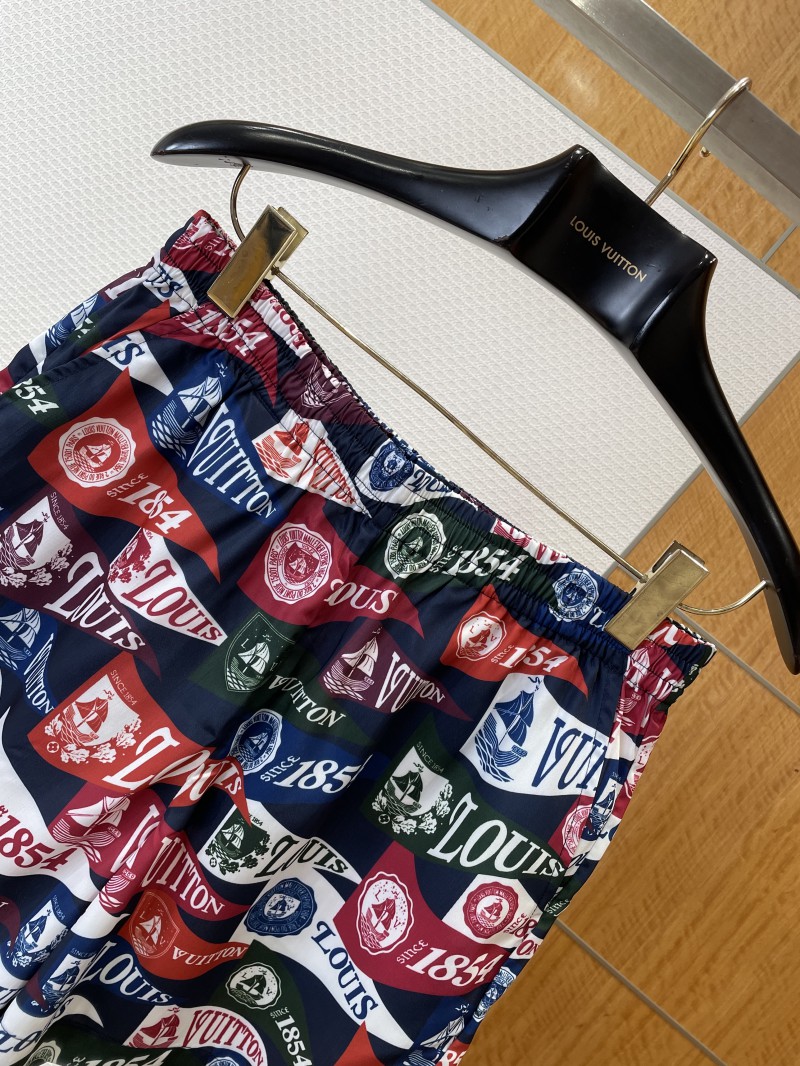 LV Emblem All-Over Print Drawstring Casual Shorts 3