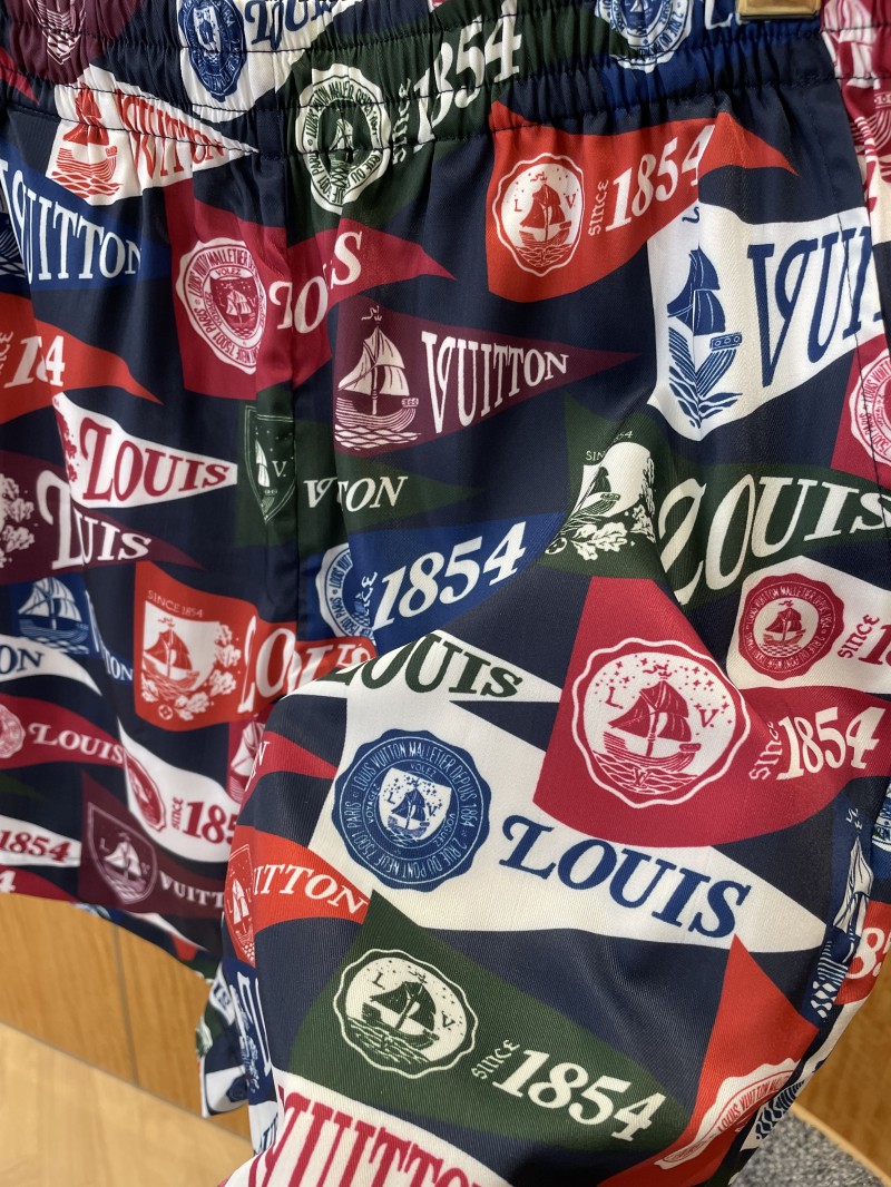 LV Emblem All-Over Print Drawstring Casual Shorts 4