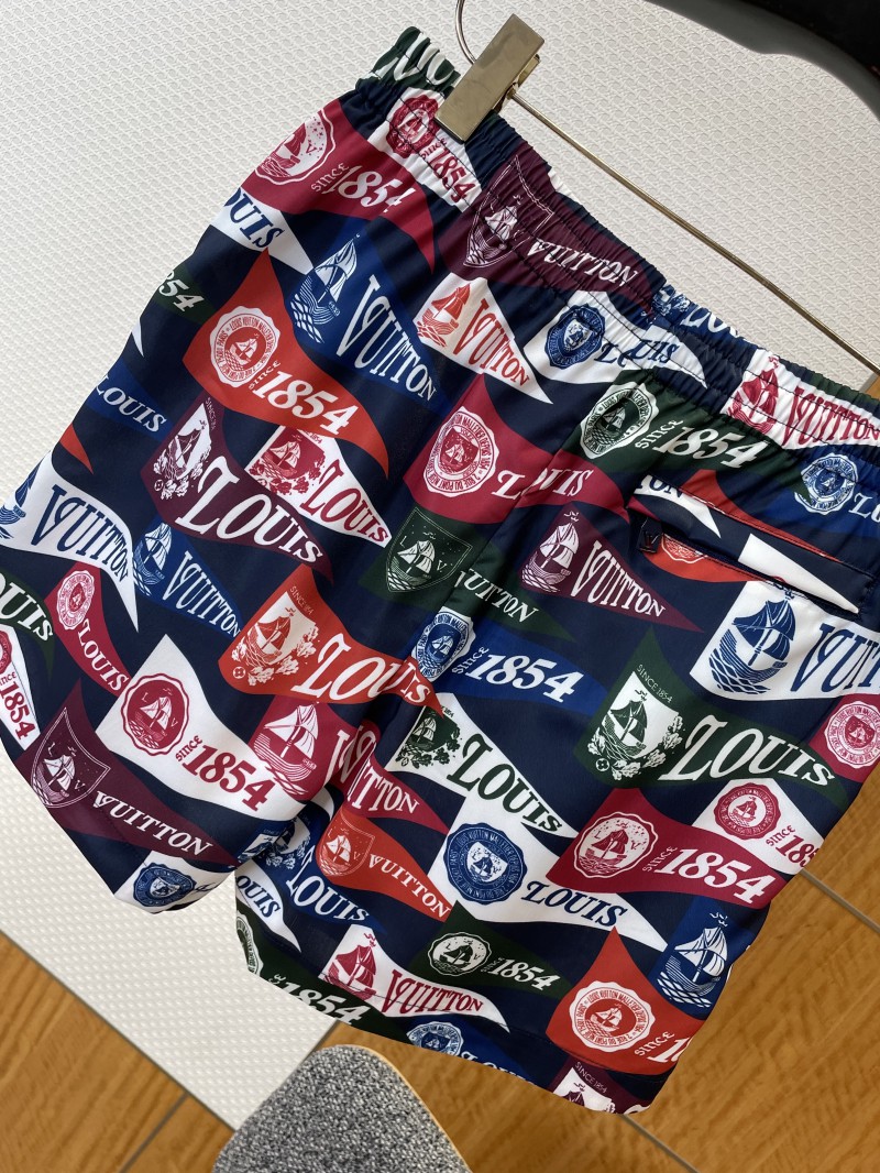 LV Emblem All-Over Print Drawstring Casual Shorts 6