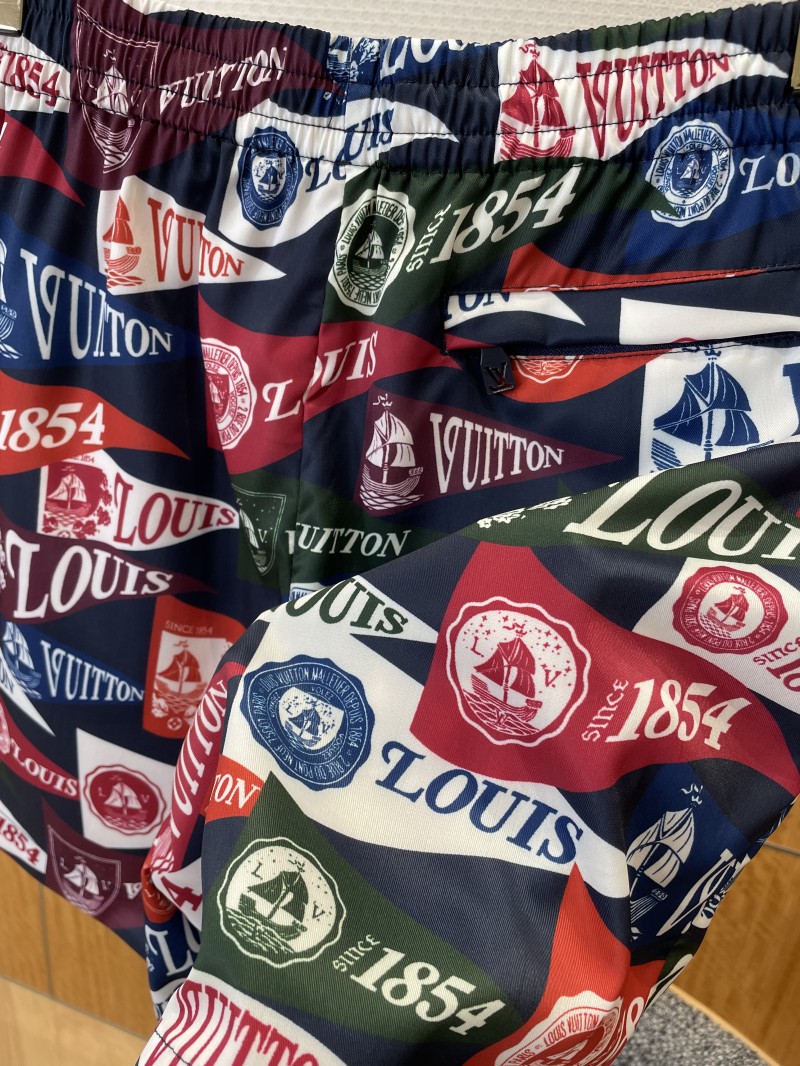 LV Emblem All-Over Print Drawstring Casual Shorts 7