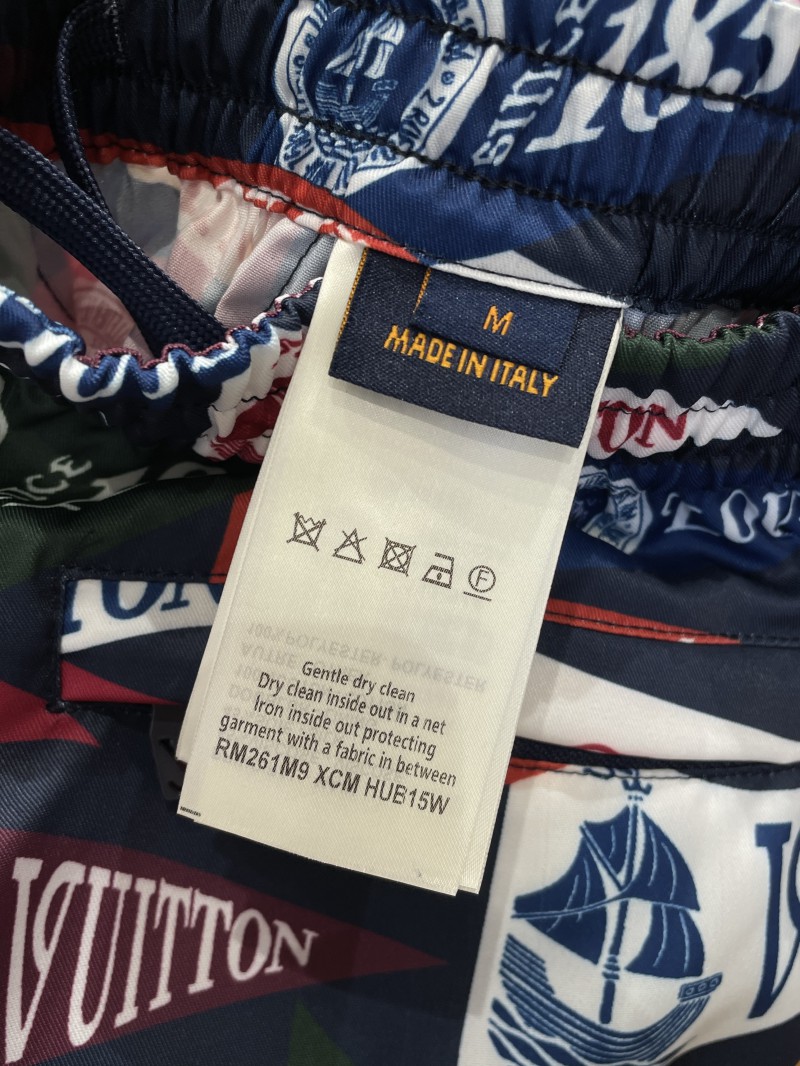 LV Emblem All-Over Print Drawstring Casual Shorts 8