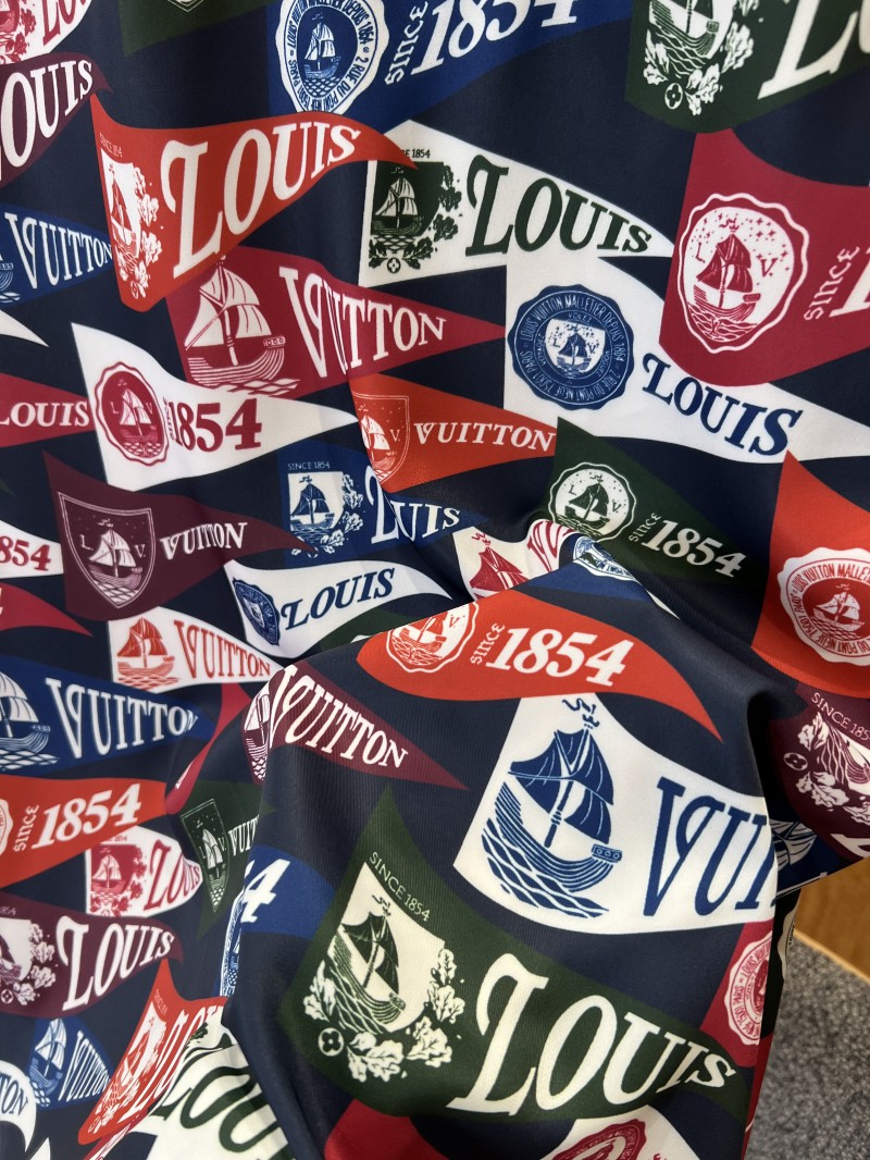 LV Logo All-Over Print Lapel Short-Sleeve Shirt 7
