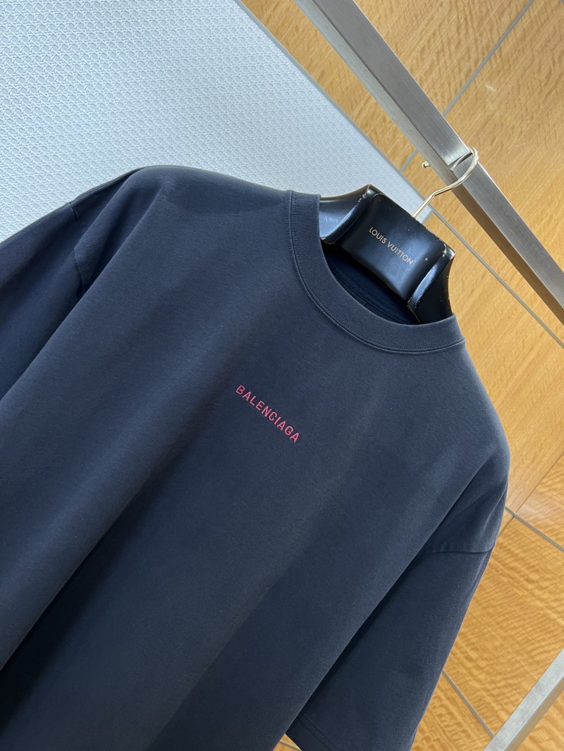 Balenciaga Color-Block Embroidered Crew Neck Short-Sleeve T-Shirt 1 1