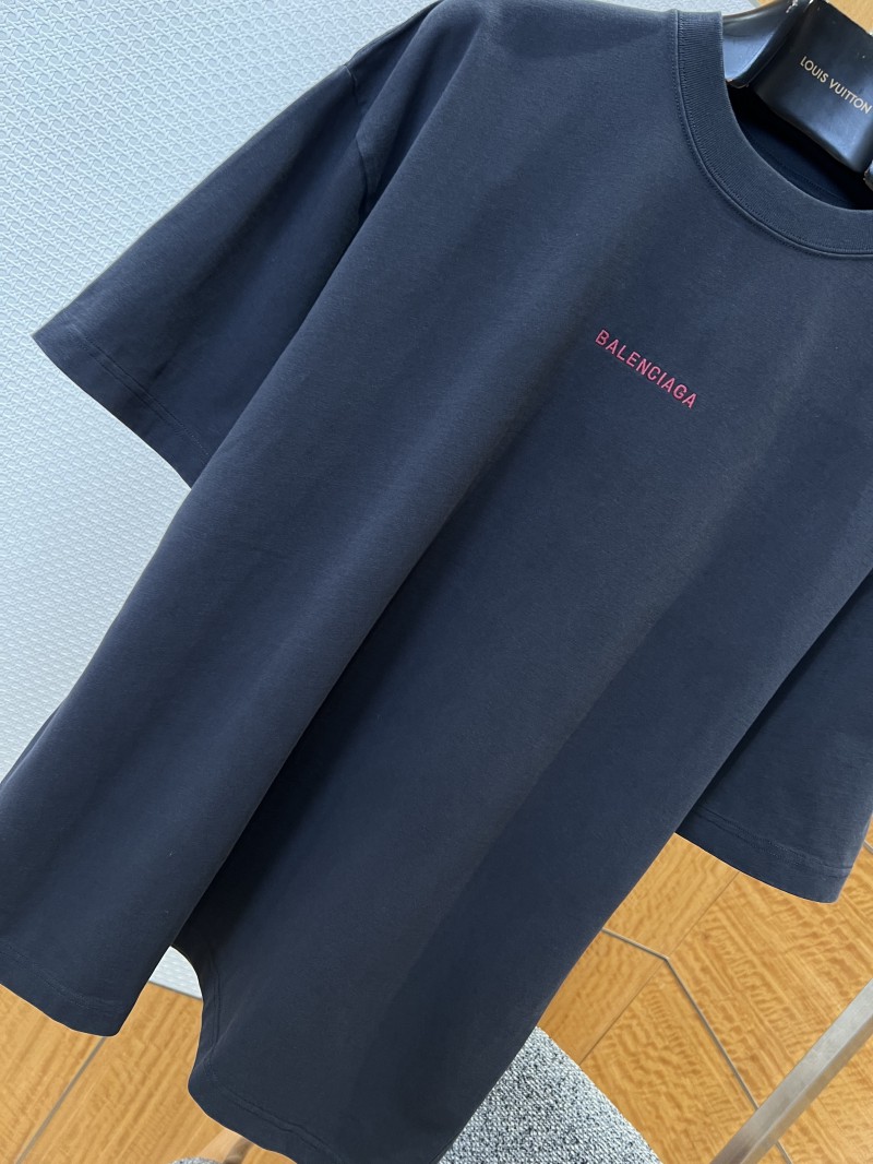 Balenciaga Color-Block Embroidered Crew Neck Short-Sleeve T-Shirt 1 2