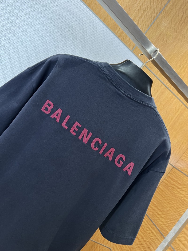 Balenciaga Color-Block Embroidered Crew Neck Short-Sleeve T-Shirt 1 4