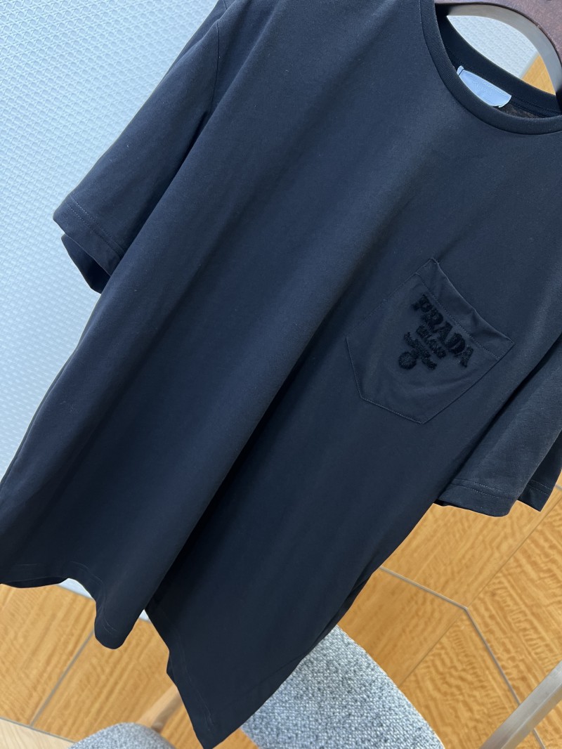 Prada Letter Pocket Crew Neck Short Sleeve T-Shirt 1 3
