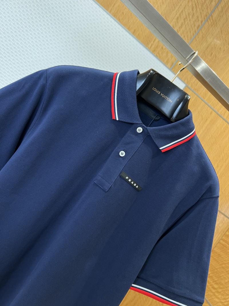 Prada Logo Micro-Logo Striped Short-Sleeve Polo Shirt 2 2