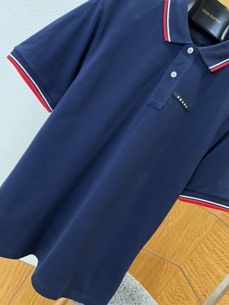 Prada Logo Micro-Logo Striped Short-Sleeve Polo Shirt 2 3