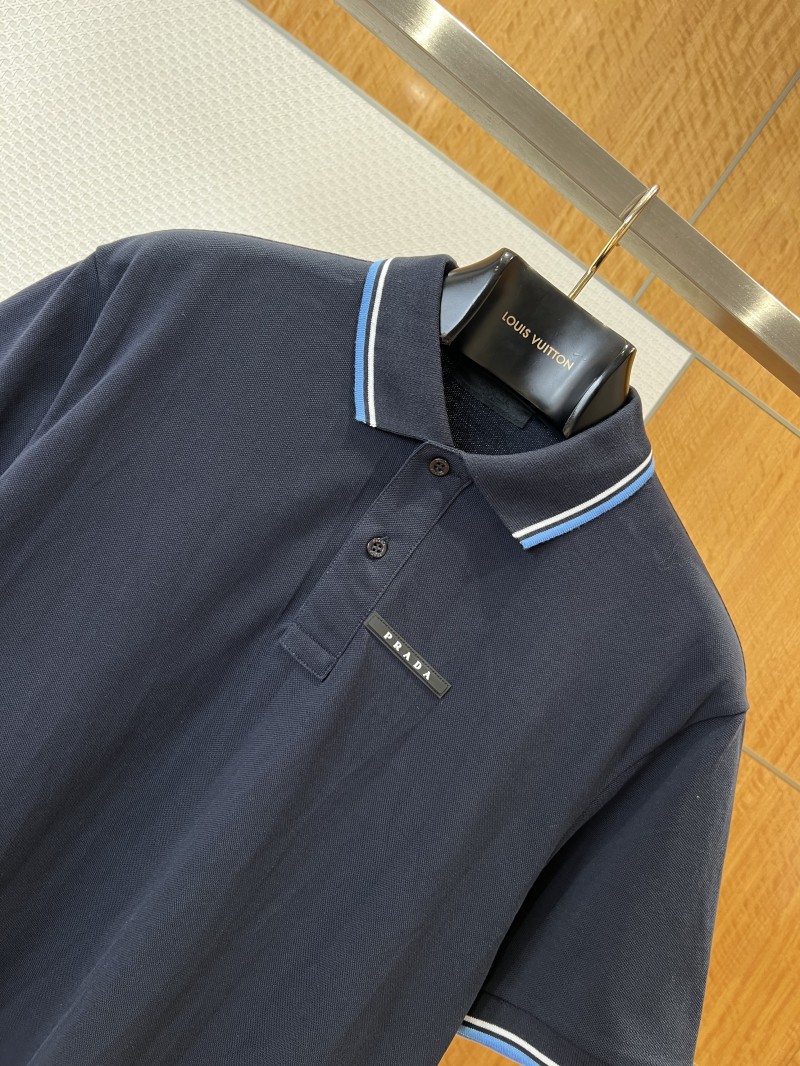 Prada Logo Micro-Logo Striped Short-Sleeve Polo Shirt 1 2