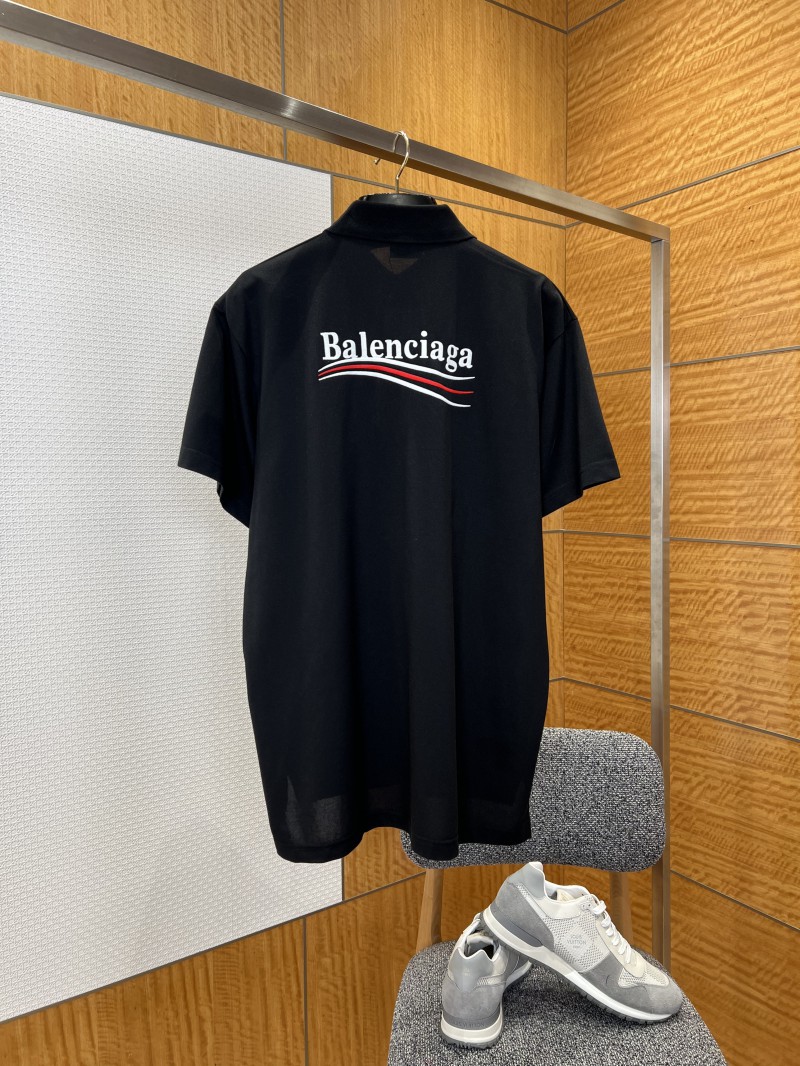 Balenciaga Letter Embroidered Logo Short-Sleeve Polo Shirt 1