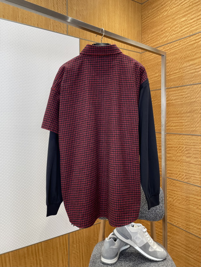 Balenciaga Embroidered Patchwork Plaid Collared Shirt 1