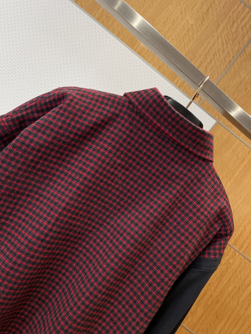 Balenciaga Embroidered Patchwork Plaid Collared Shirt 5
