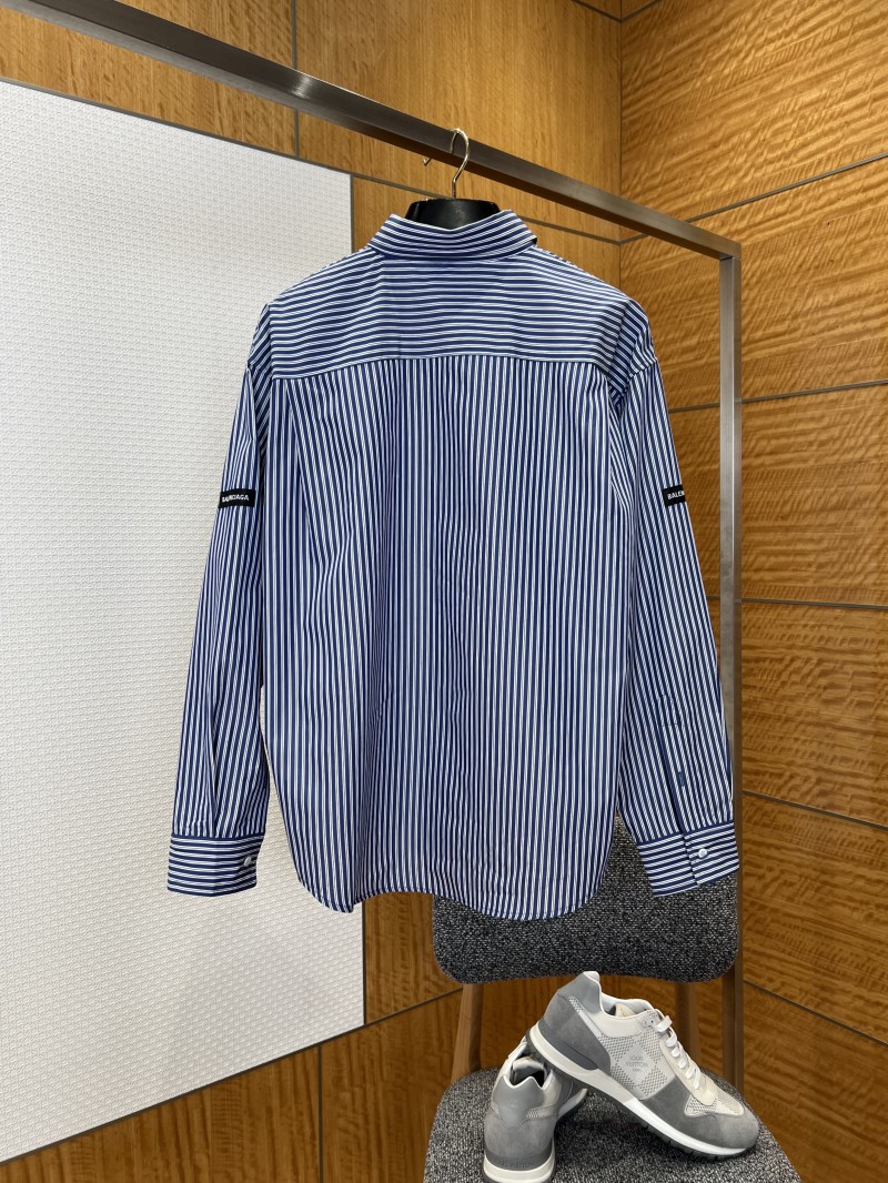 Balenciaga Logo Minimalist Striped Long-Sleeve Shirt 1