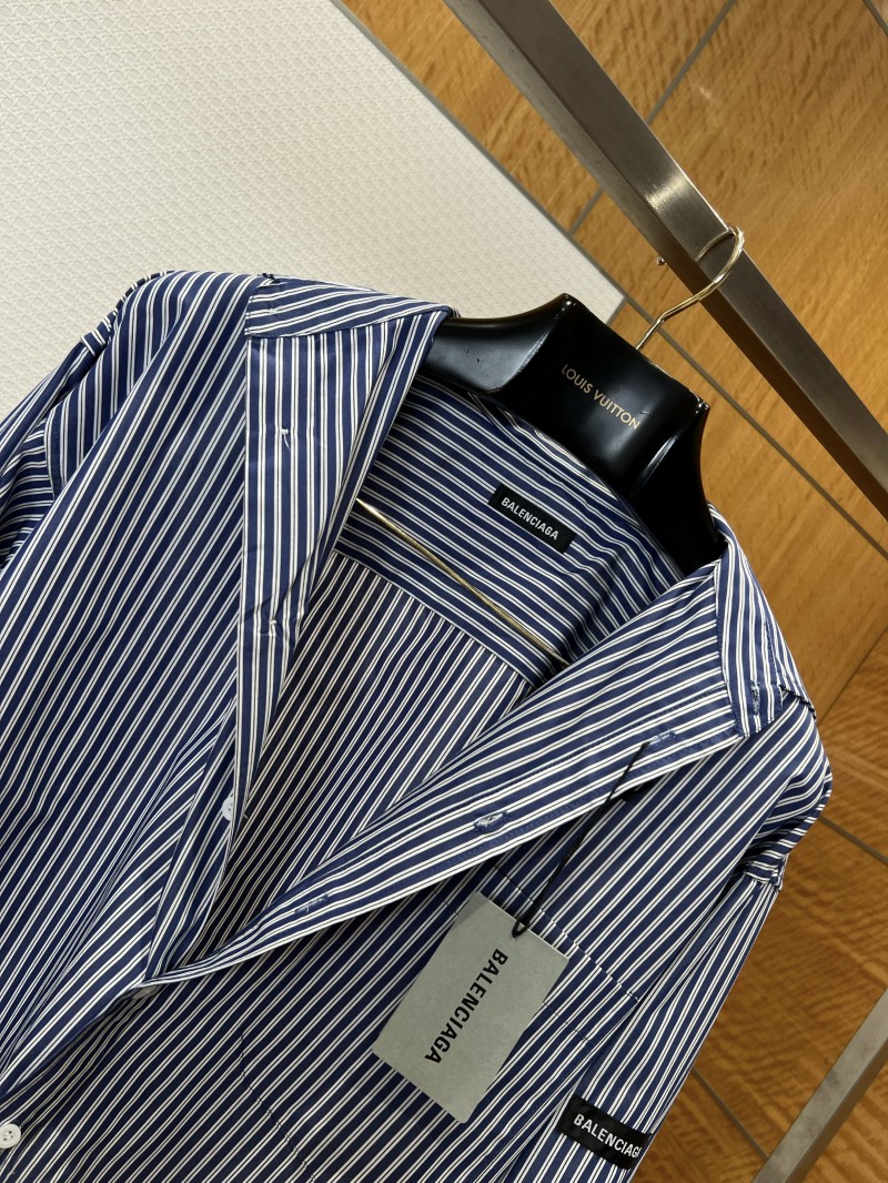 Balenciaga Logo Minimalist Striped Long-Sleeve Shirt 4