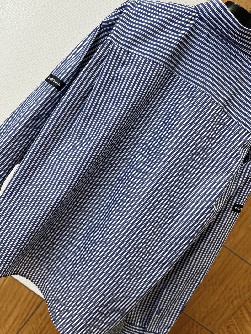 Balenciaga Logo Minimalist Striped Long-Sleeve Shirt 6