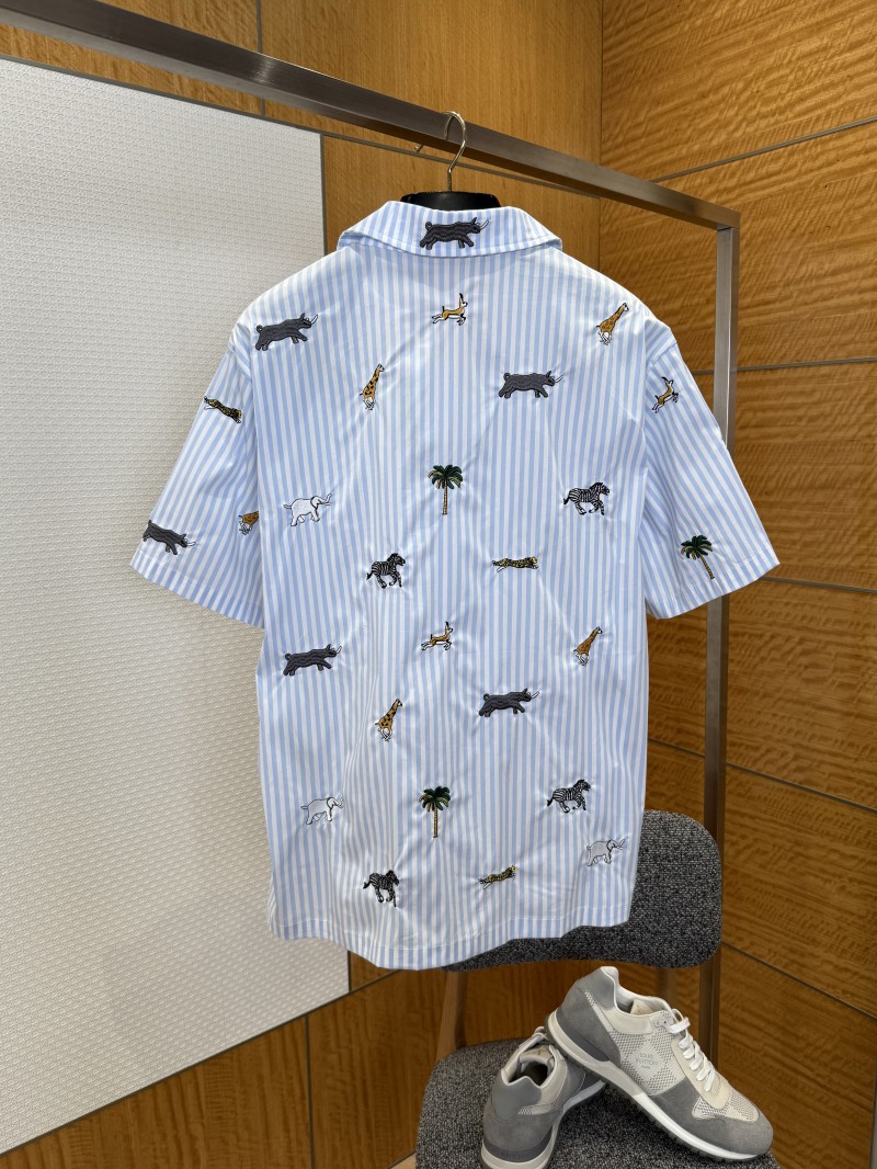 LV Animal Embroidered Striped Short-Sleeve Shirt 1