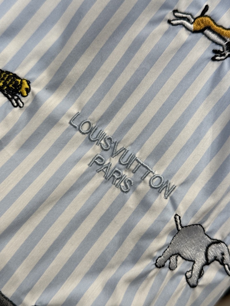 LV Animal Embroidered Striped Short-Sleeve Shirt 6