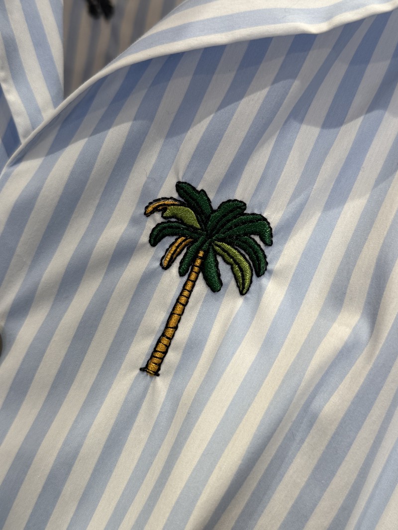 LV Animal Embroidered Striped Short-Sleeve Shirt 7