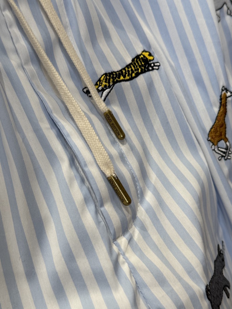 LV Animal Embroidered Striped Shorts 5