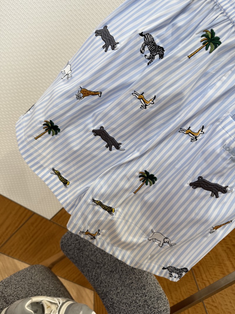 LV Animal Embroidered Striped Shorts 7