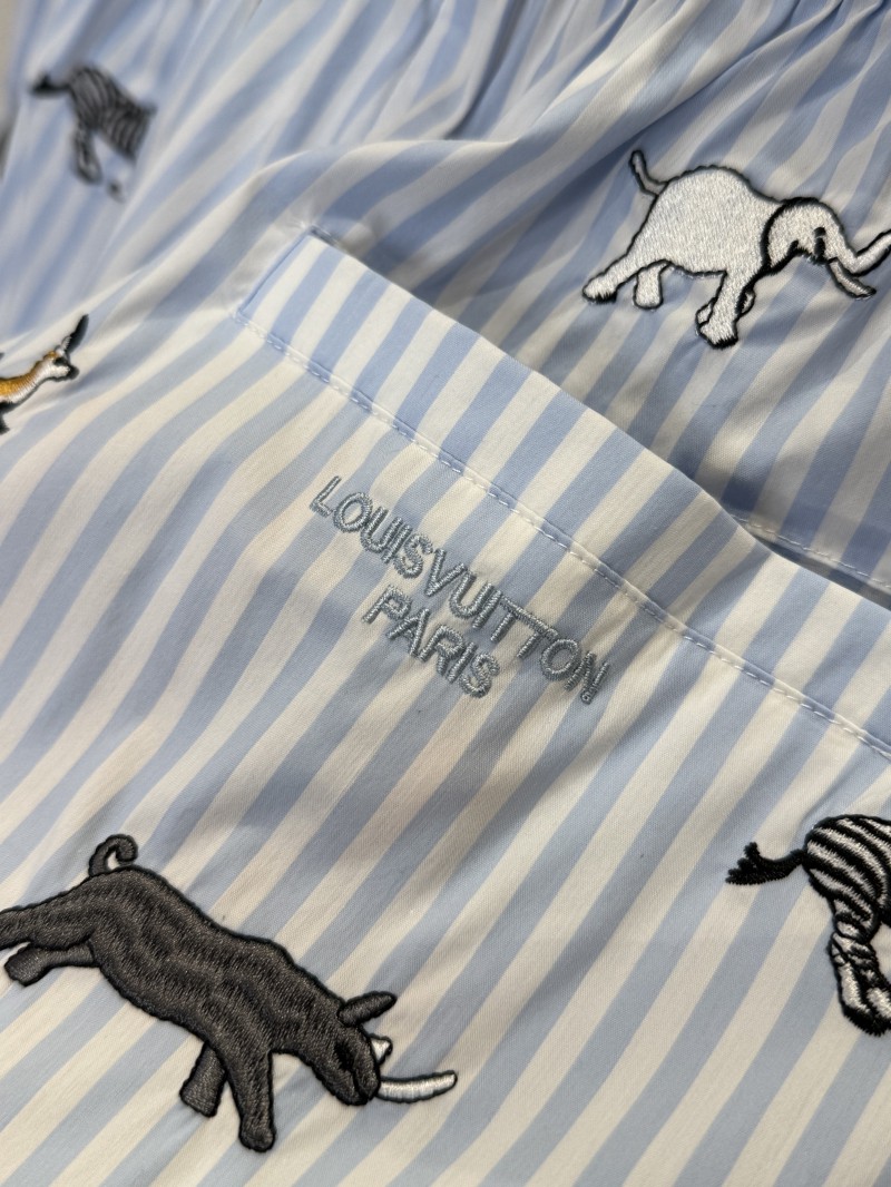 LV Animal Embroidered Striped Shorts 8