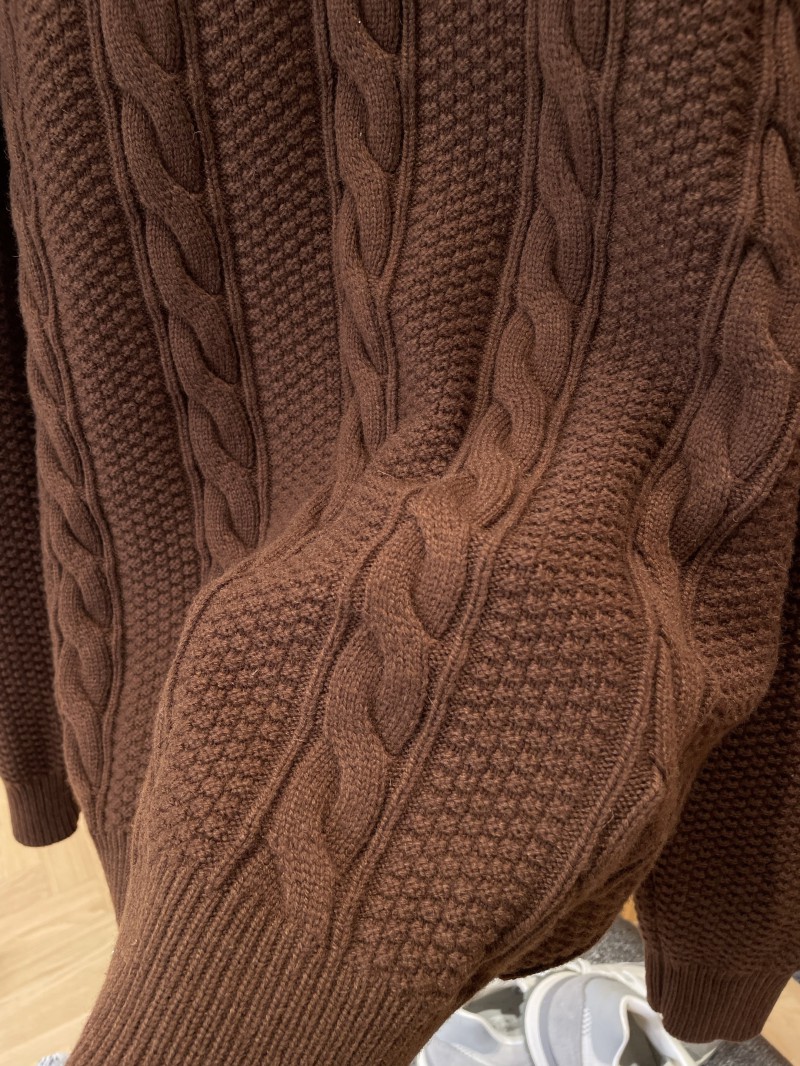 LV Leather Label Cable-Knit Crewneck Sweater 4